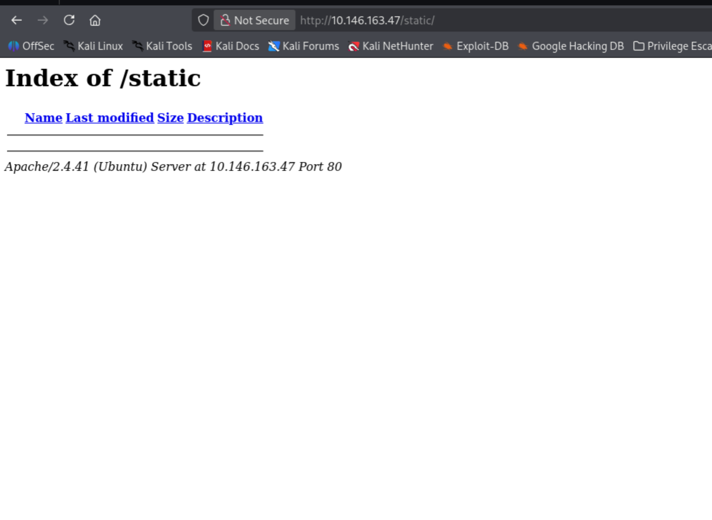 /static/ directory listing enabled but appearing empty